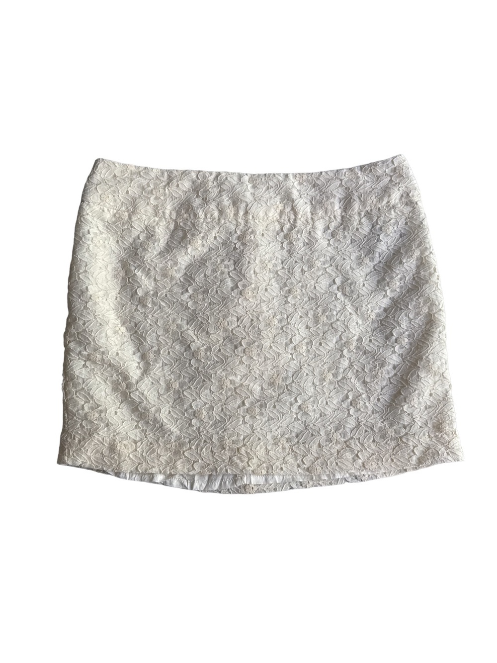 FOREVER 21 Y2K Cotton Cream Mini Skirt Floral Eyelet Lace Fairy Coquette Large